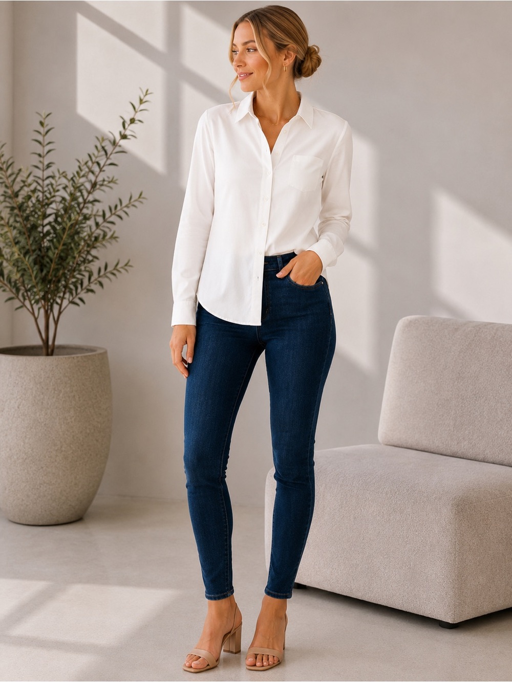 Banana Republic Tailored Fit White Button-Down Shirt | Petite 0 | Women’s